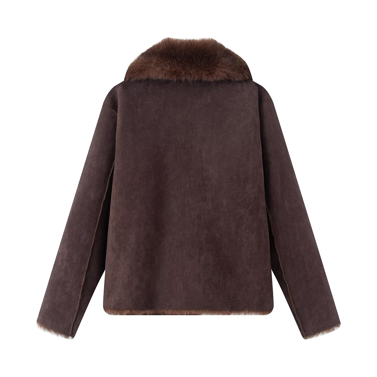 Women's Double-sided Artificial Fur Effect Jacket Coat