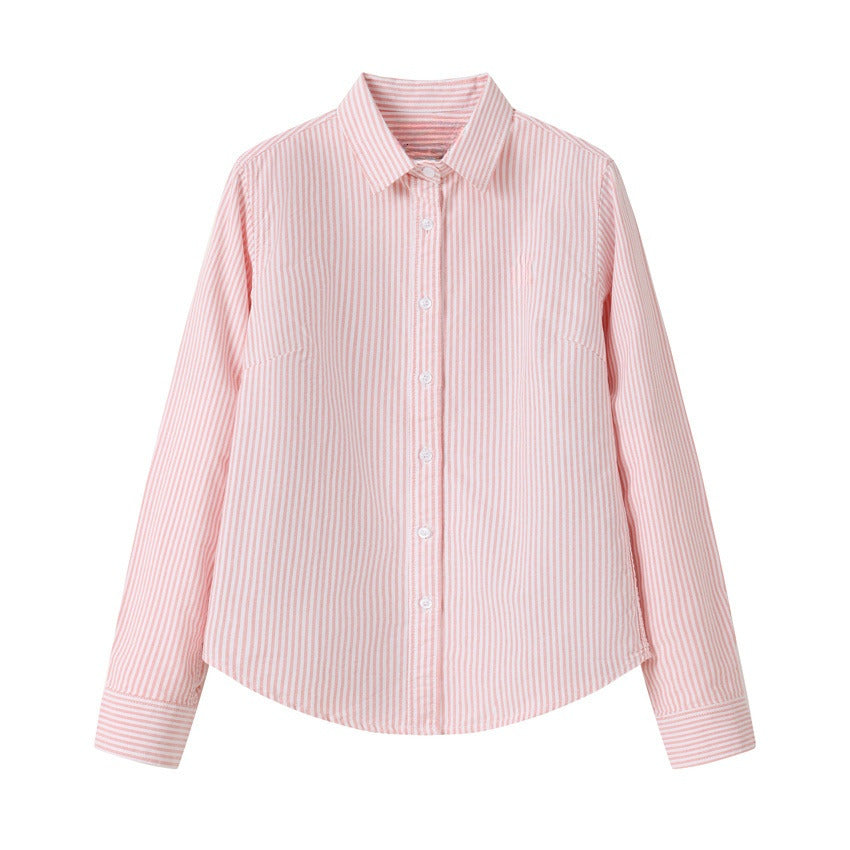 New Women's Embroidered Long-Sleeved Striped Shirt