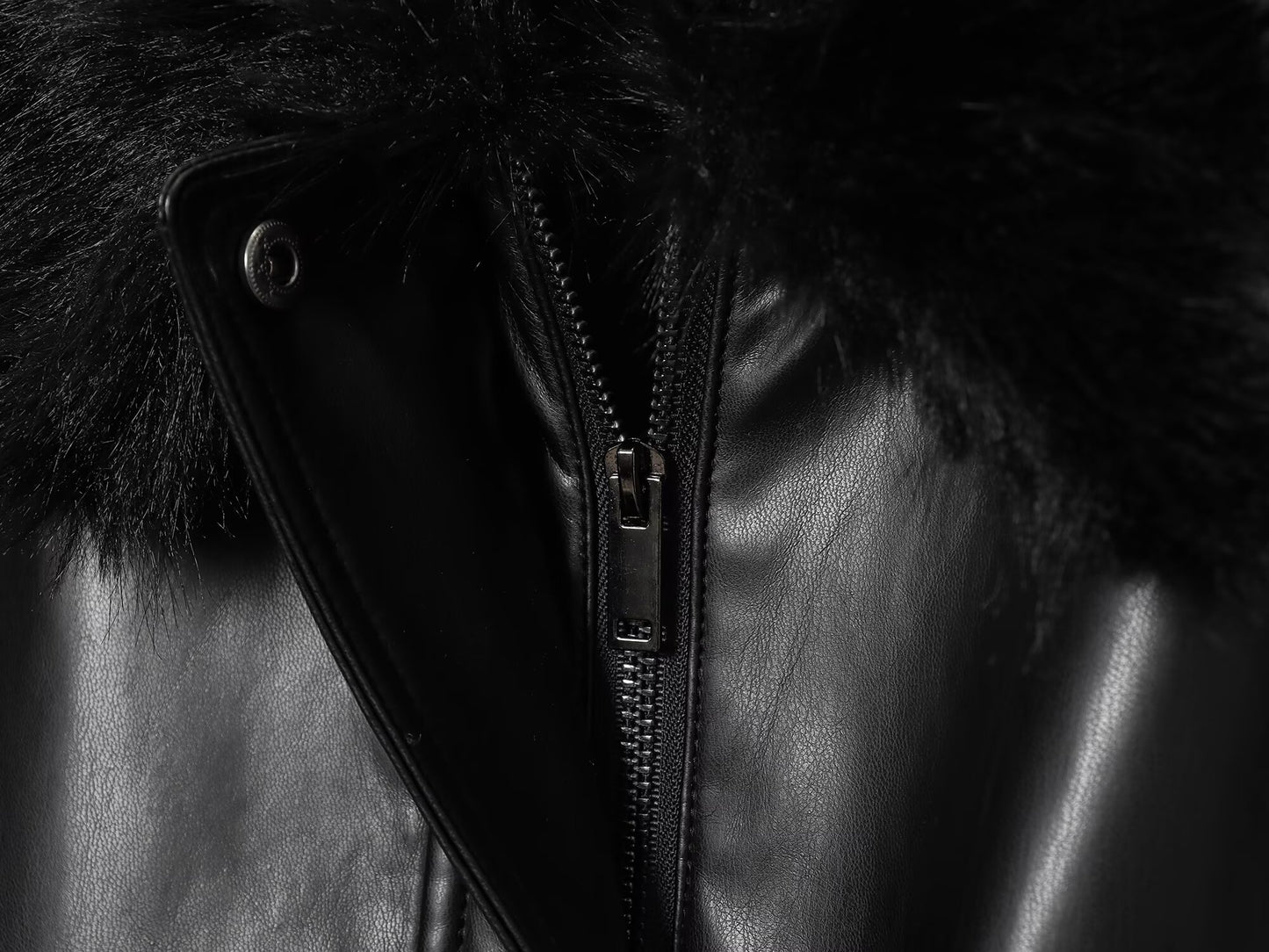 Women's new fashion detachable faux fur collar effect jacket Coat