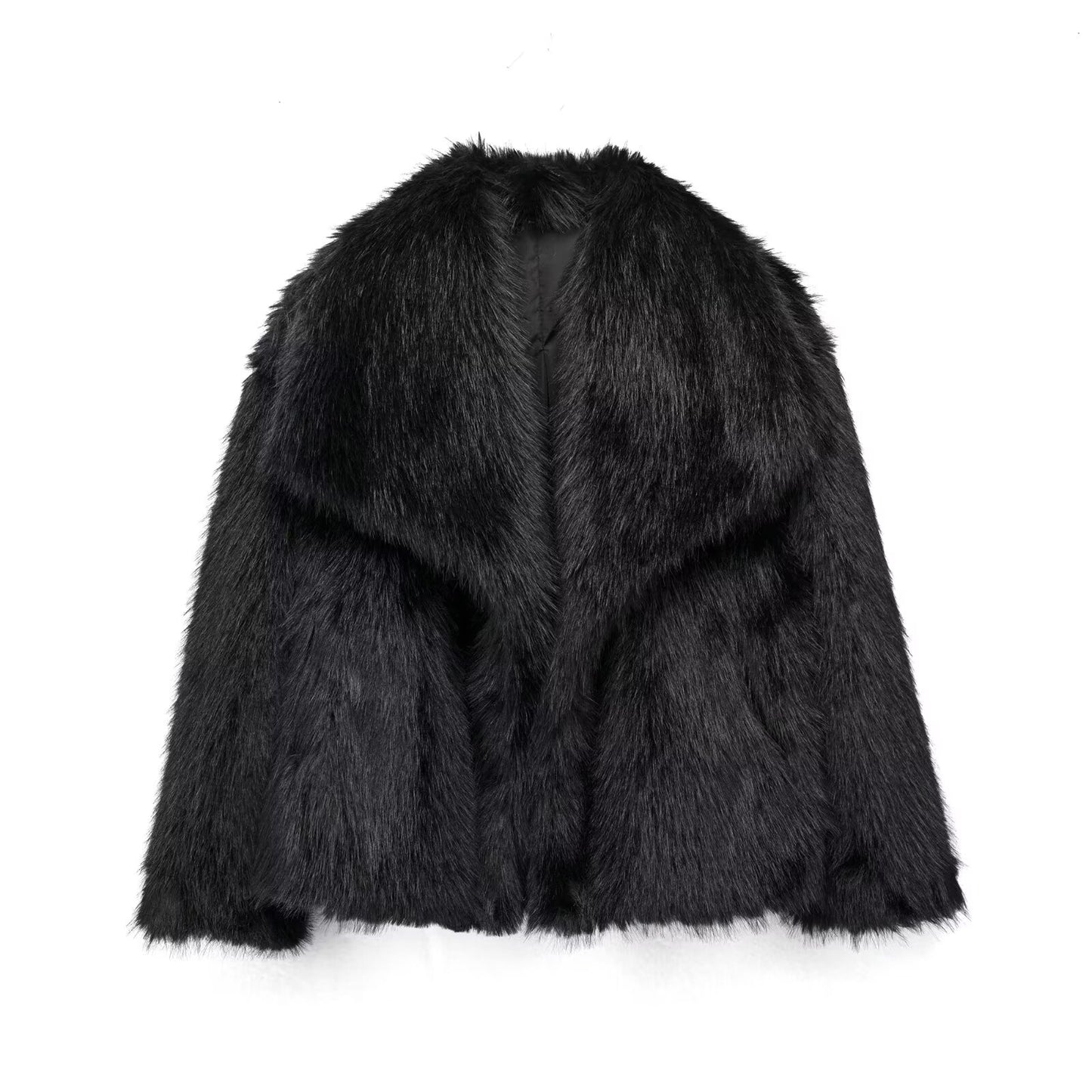 Women's Winter New Artificial Fur Effect Warm Lapel Coat