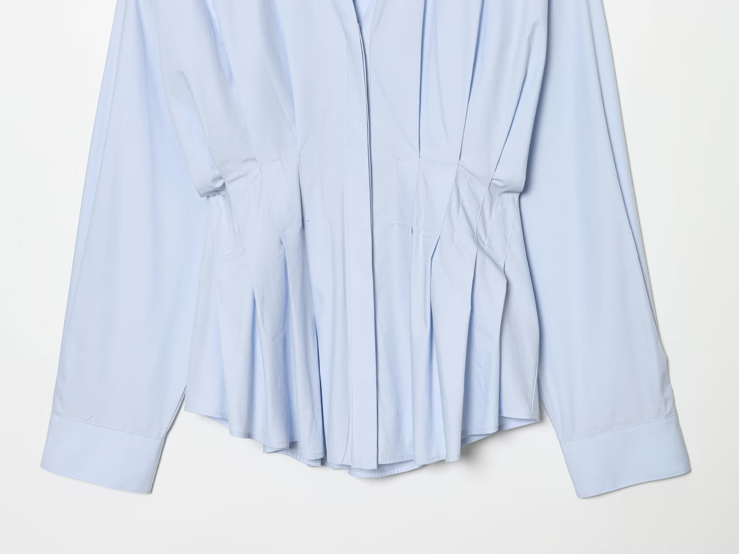 Women's pleated decorative casual poplin shirt
