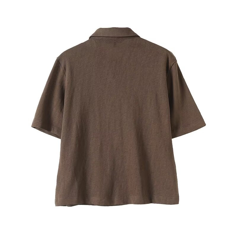 Women's new fashion comfortable short sleeved knitted T-shirt top
