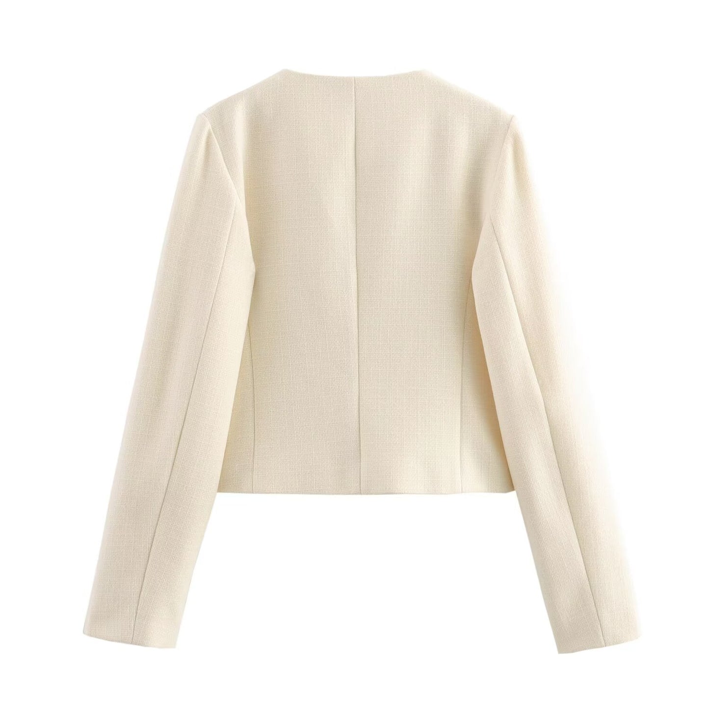 Women's new flip cover decoration short O Neck Blazer Coat