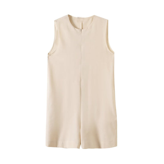Women's 2025 new fashion zipper design sleeveless jumpsuit
