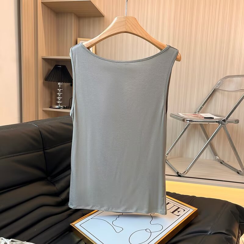 Women's New Fashion Cotton Sleeveless Swing Neck T-shirt Top