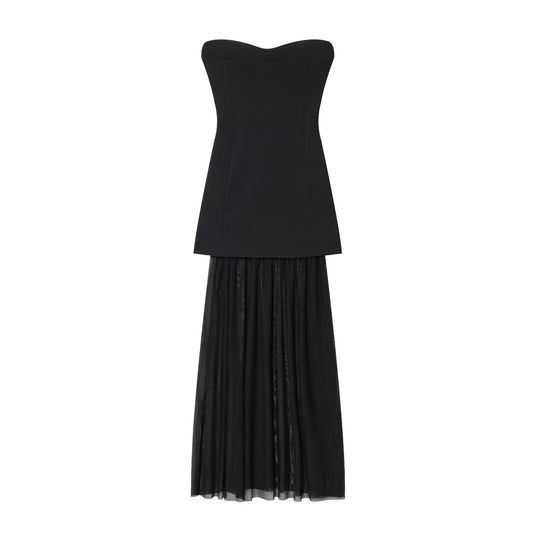 Women's new fashion sleeveless patchwork strapless MIDI dress