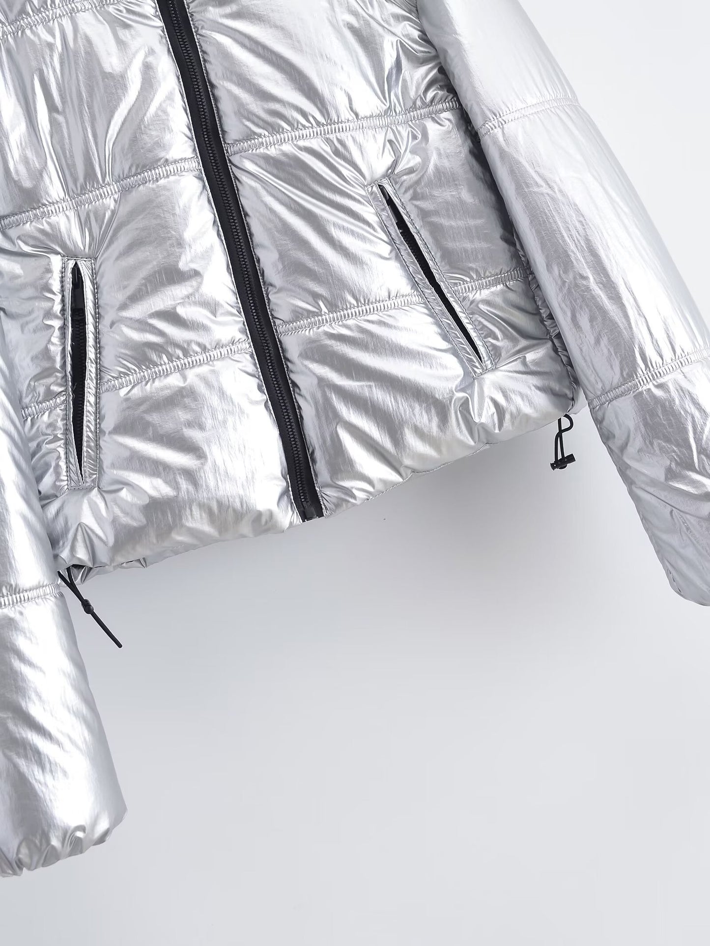 Women's metal series short thick hooded cotton Coat