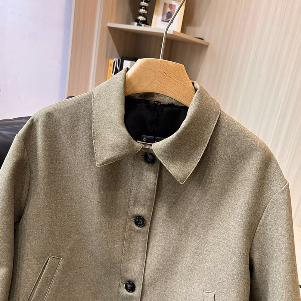 Women's new fashion short lapel linen blend pilot jacket Coat