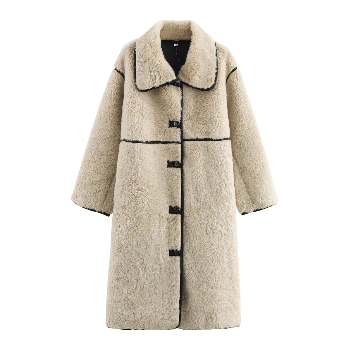 Women's long style faux fur effect lapel Coat