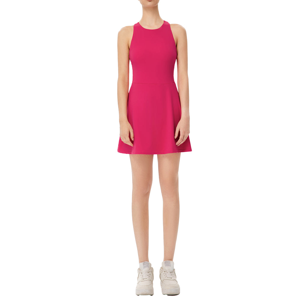 LU Women's New Casual Nude Collar Tennis Skirt with Detachable Chest Pad for Outdoor Yoga Clothes Against Exposure.