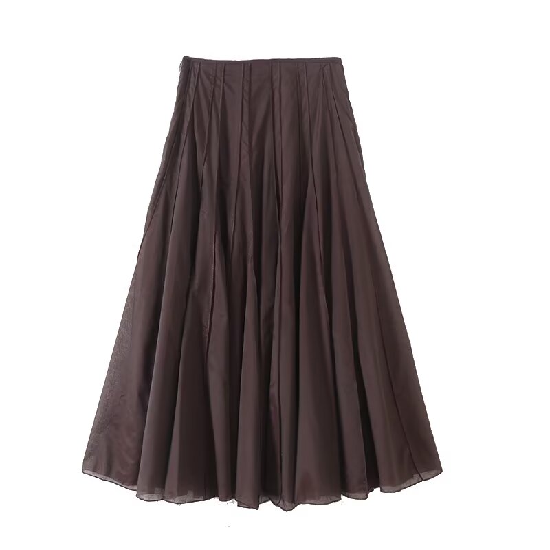 Women's chic fashion casual pleated chiffon A-line MIDI skirt