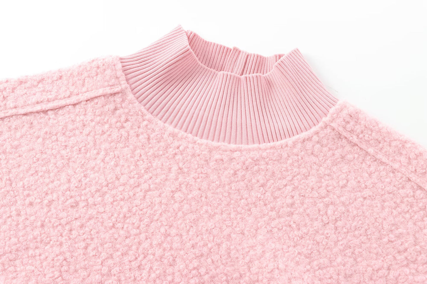 Women's short standing collar woolen sweatshirt