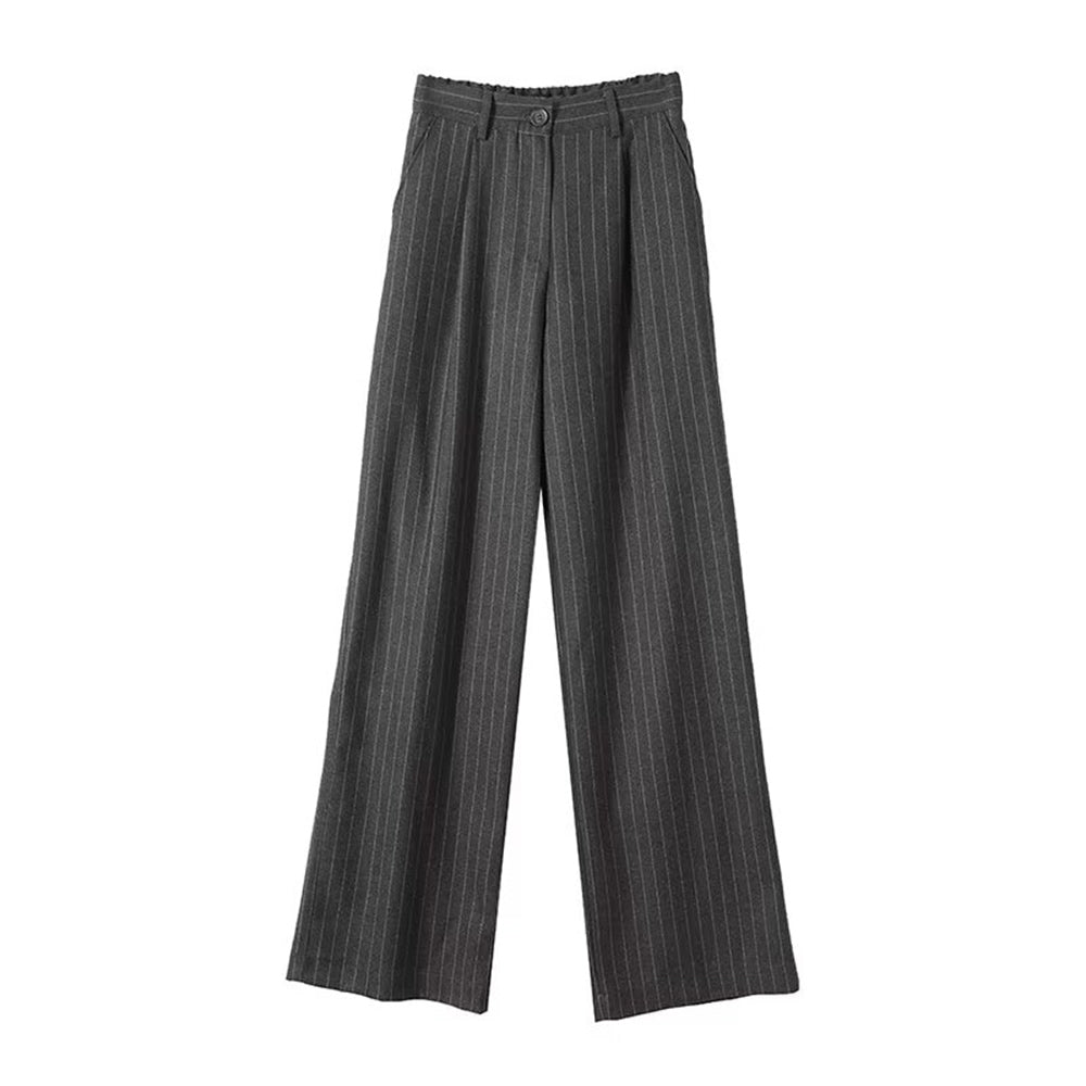 Women's loose Fine striped casual wide leg pants