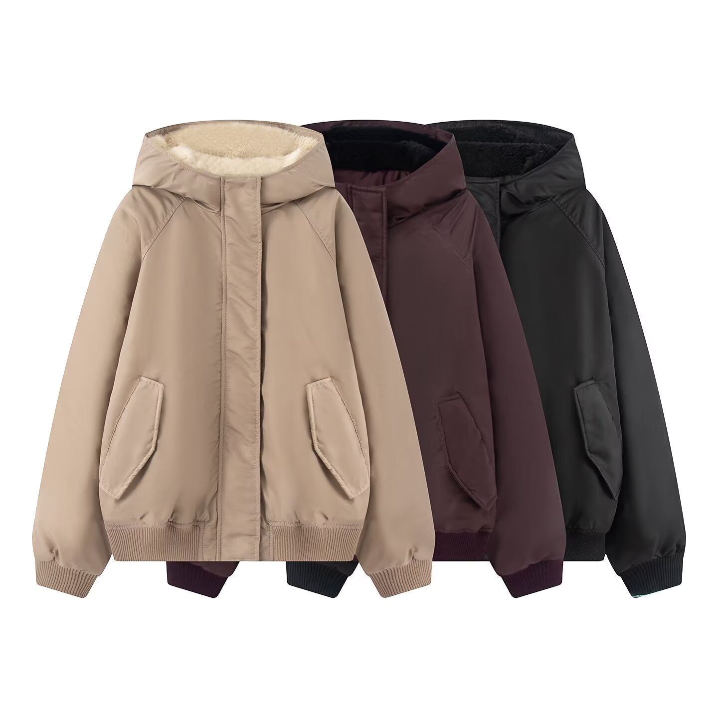 Women's warm fleece hooded pilot jacket Coat