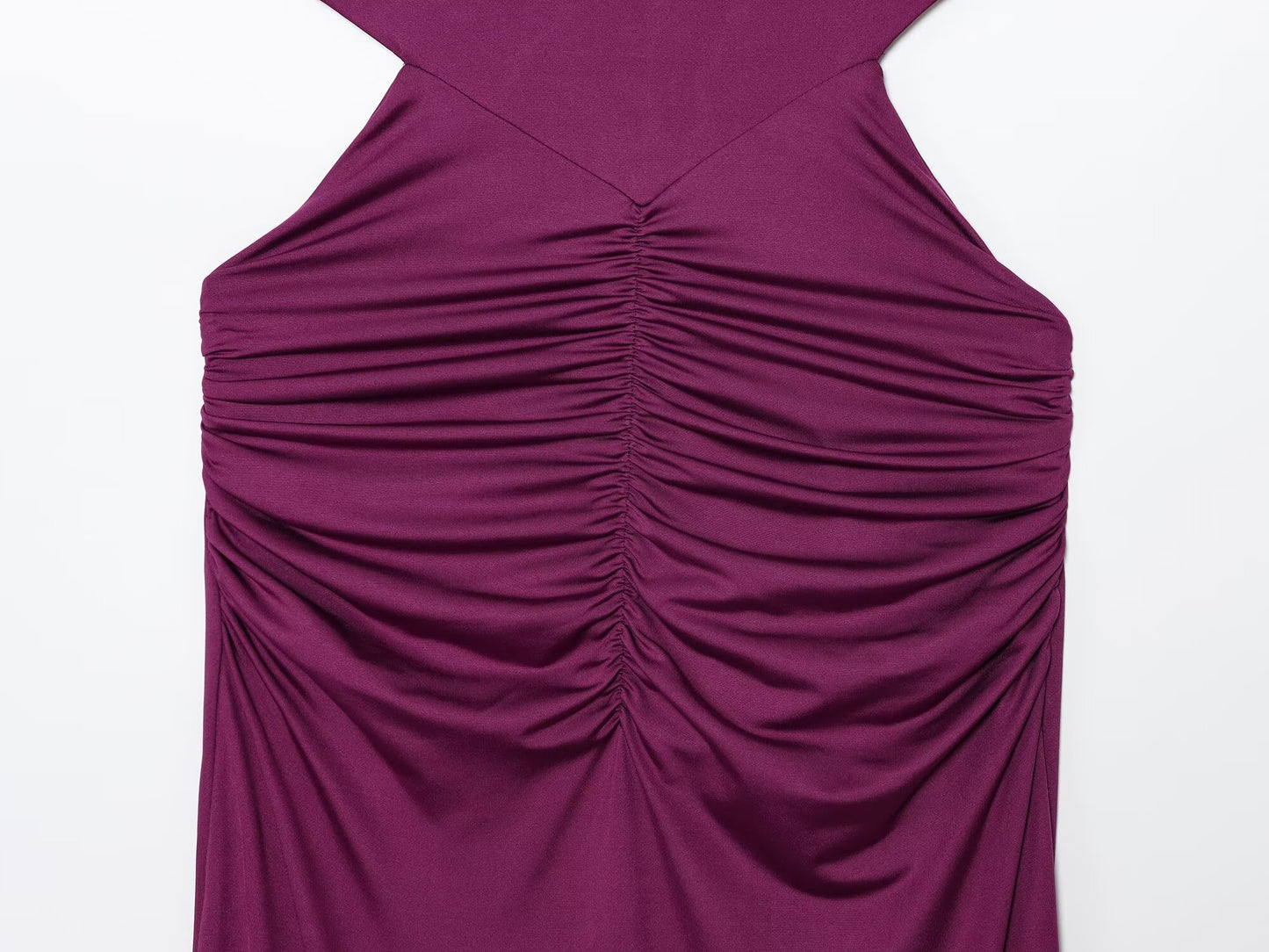 Women's new fashion sexy pleated hanging collar MIDI dress
