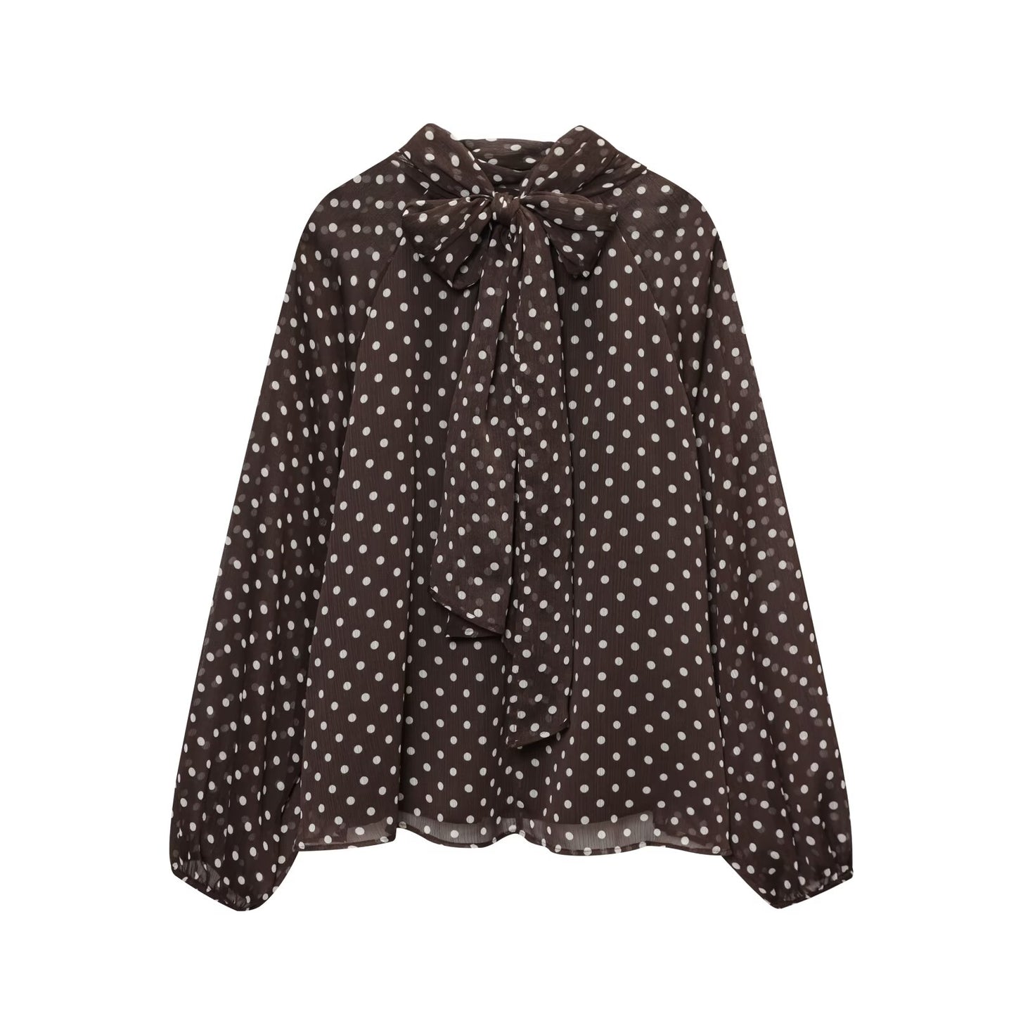 Women's bow decoration polka dot shirt