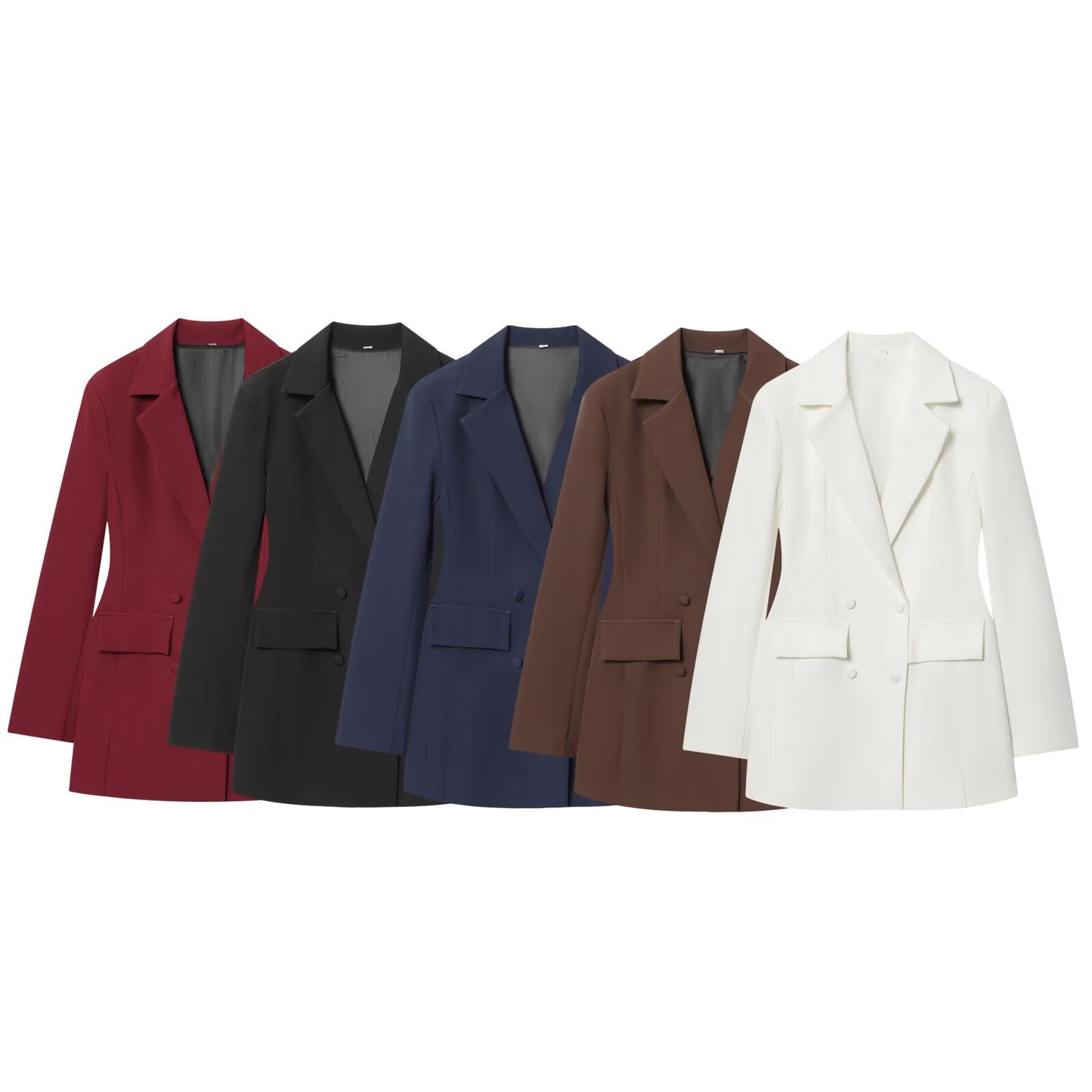 Women's solid slim double breasted Blazer Coat