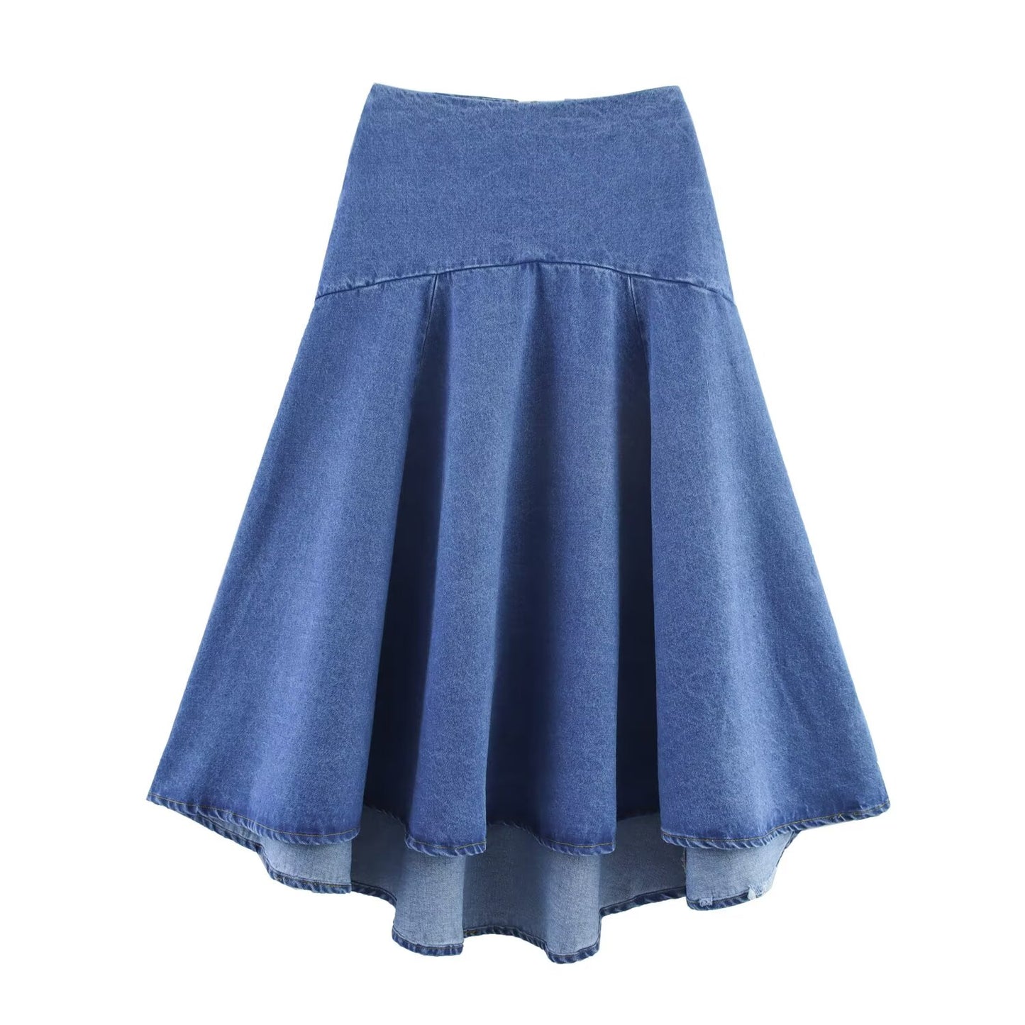 Women's new fashion bow decoration short sleeved denim shirt+Skirts suit