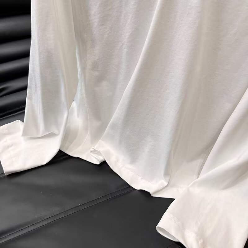 Women's new fashion cotton V-neck knitted long sleeved T-shirt