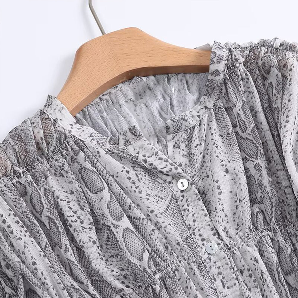 Women's new Fashion Long Sleeve Printed Striped Shirt
