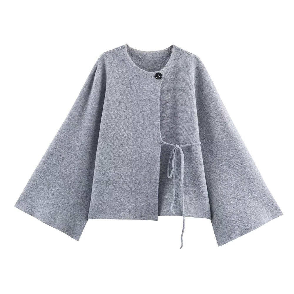 Women's Split sleeve design knitted lace up Coat