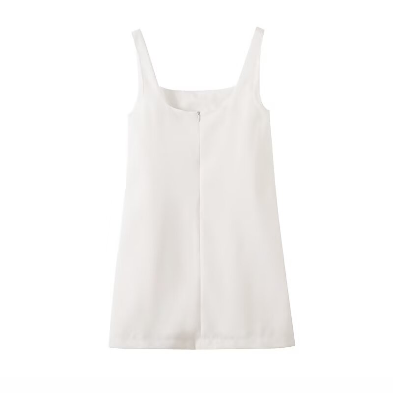 Women's new fashion vacation style square neck backless suspender mini dress