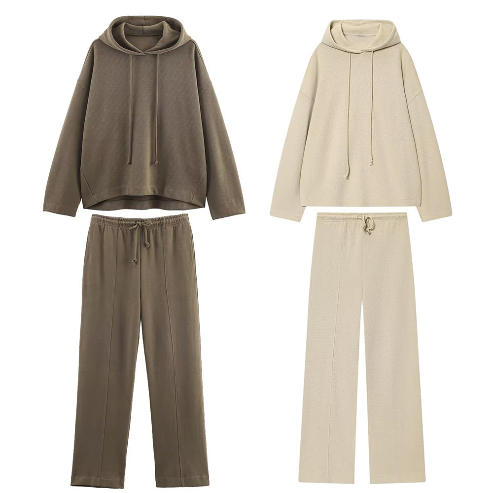 Women's set woman 2 pieces soft texture hooded sweatshirt+Pants