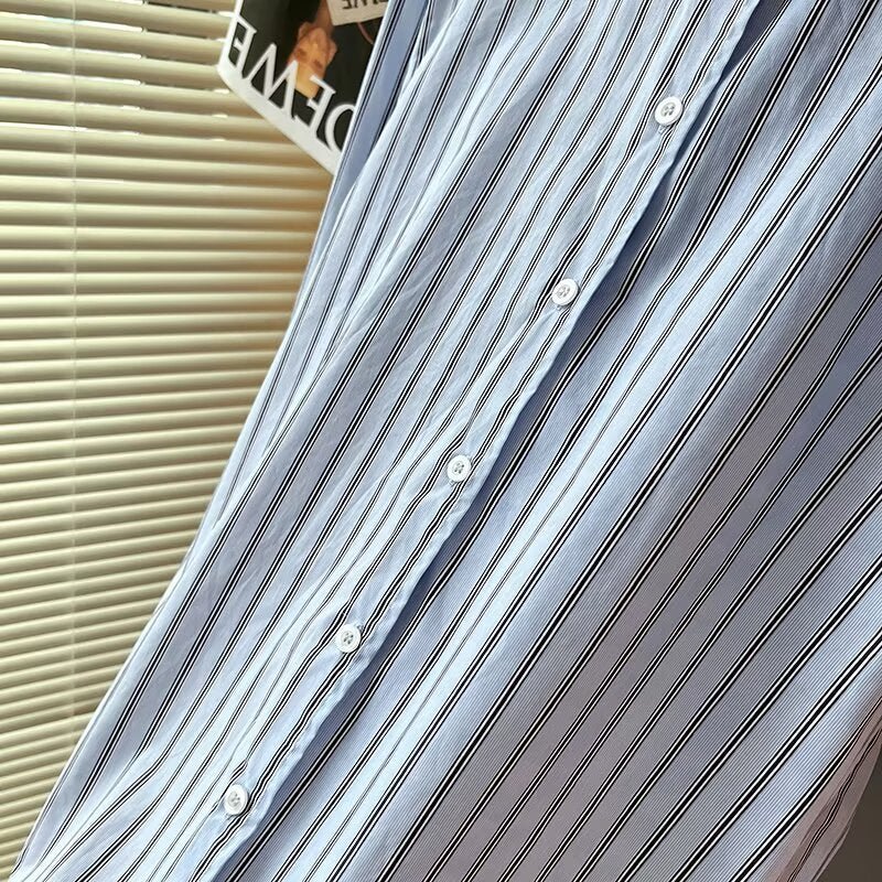 Women's new loose versatile striped long sleeved shirt