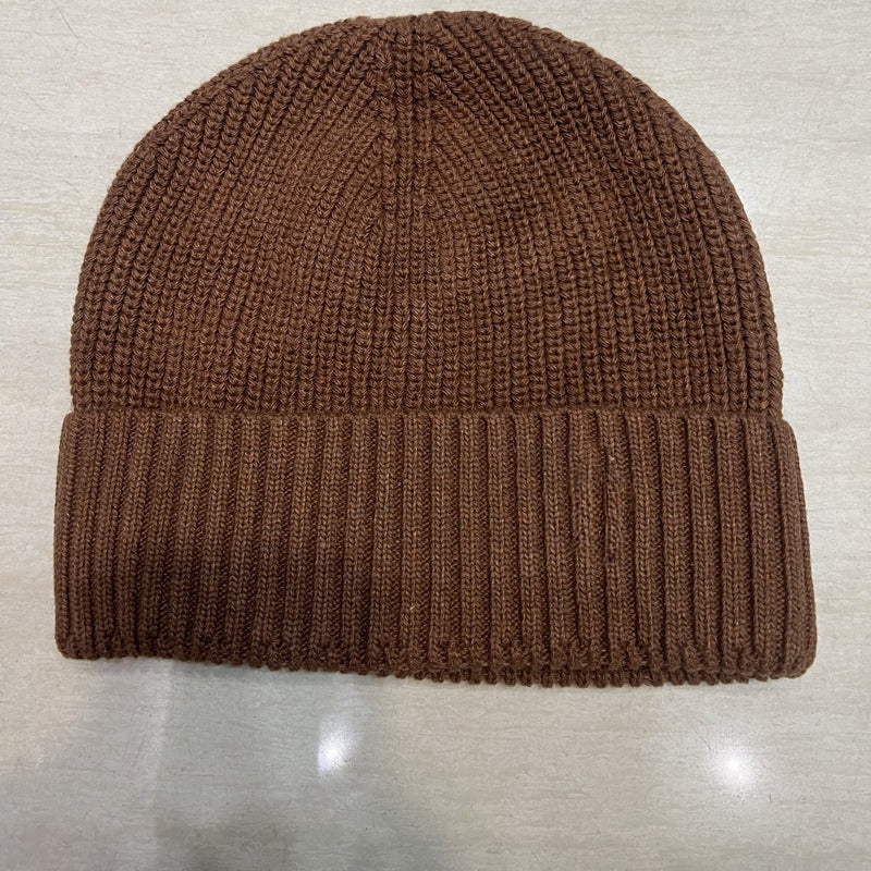 New embroidered solid color wool hat cold knitted wool hat
