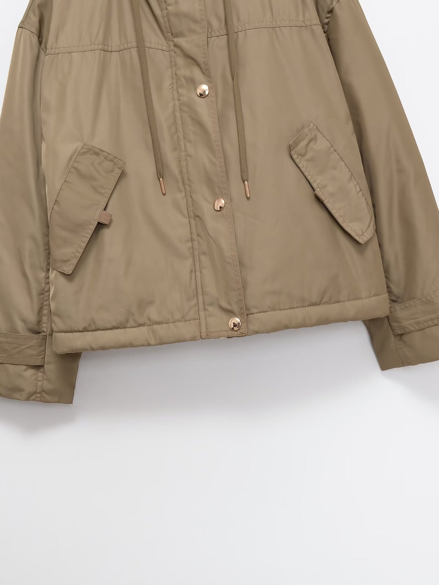 Women's faux fur effect hooded short parka coat