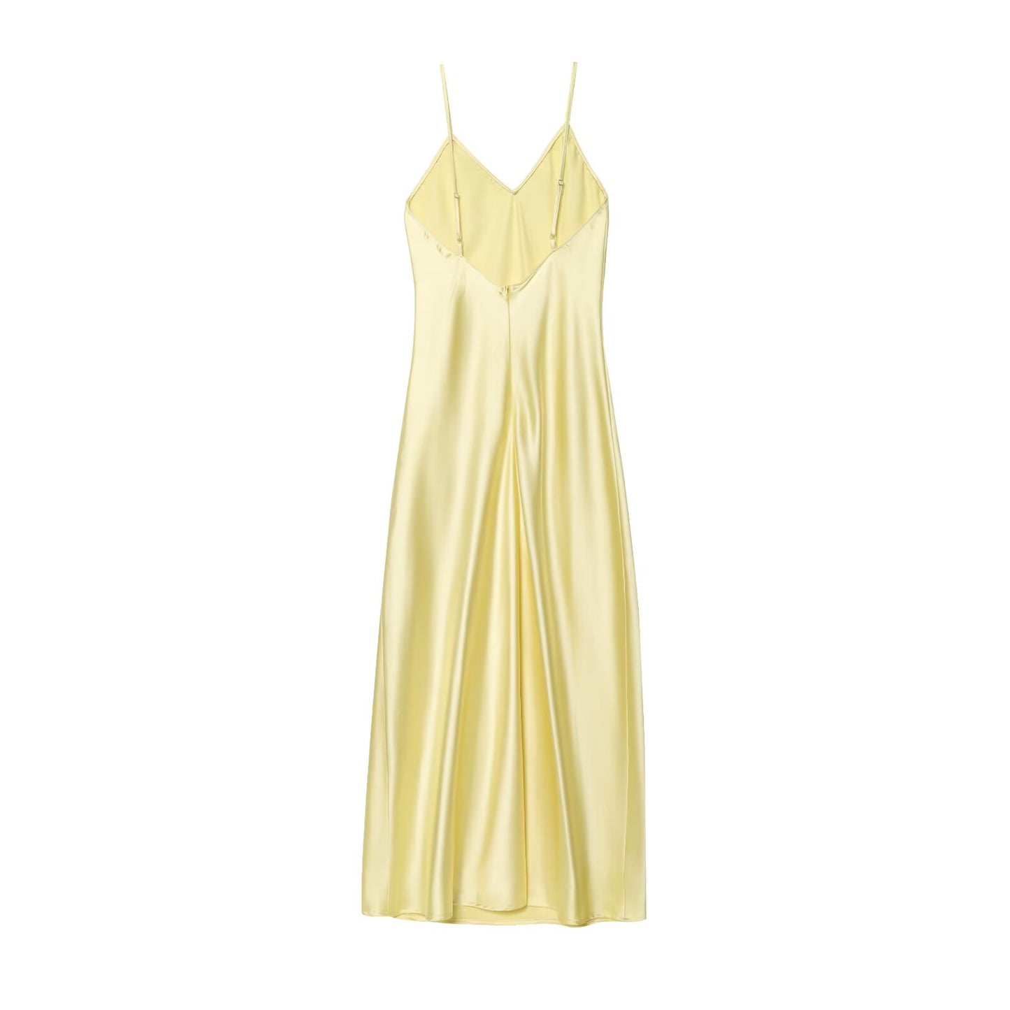 Women's Summer Fashion Underwear Style Satin Texture Midi Dress