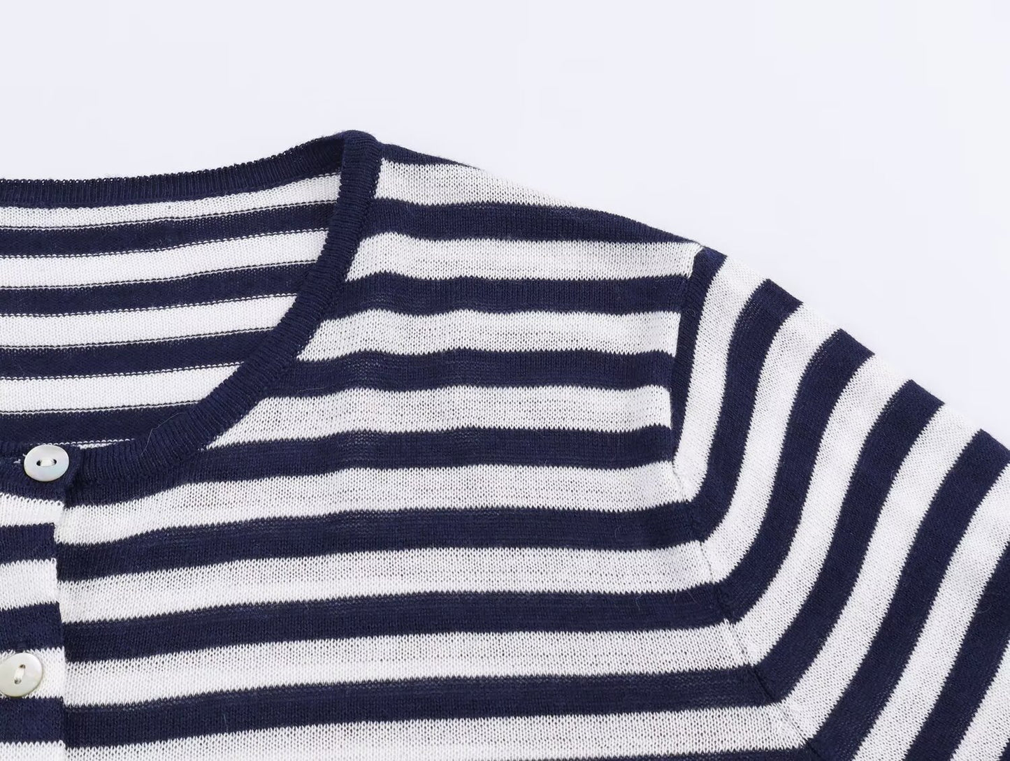 Women's comfortable O Neck striped knitted Coat