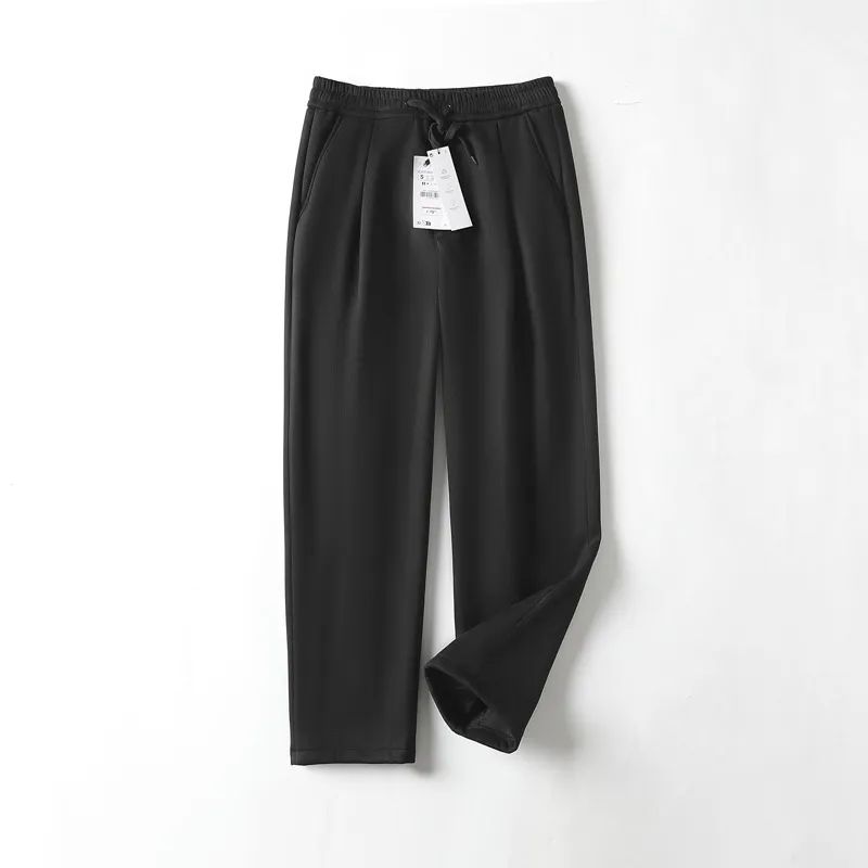 Men's New Fashion Casual Plus Velvet Windproof Casual Pants Retro Suede Texture Effect Fabric Wide-leg Pants