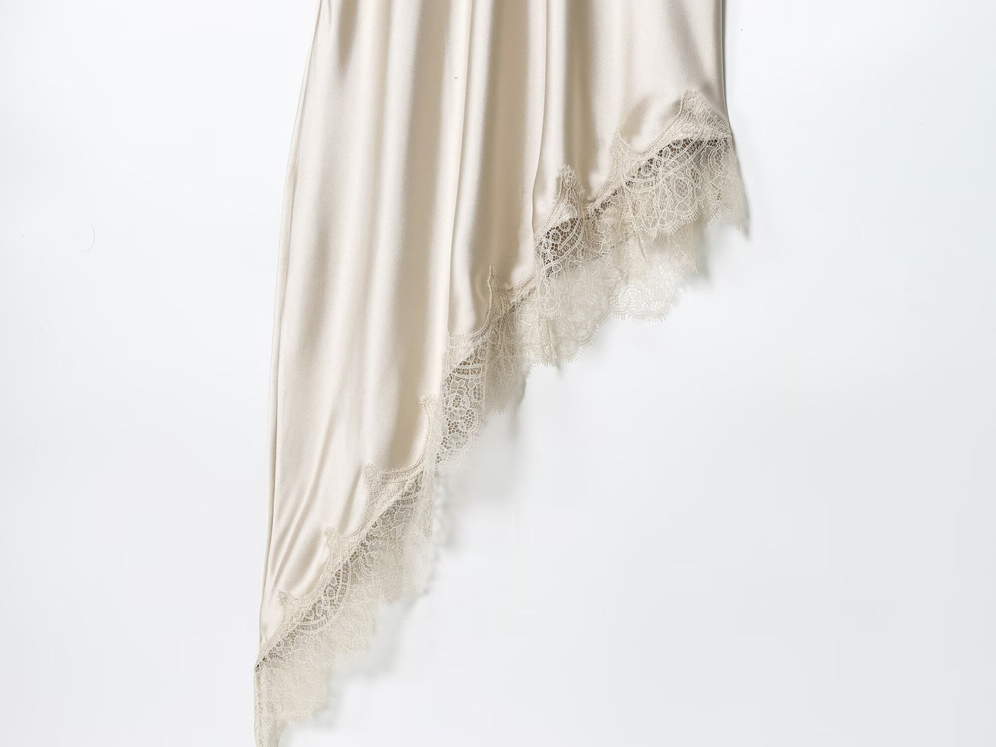 Women's Lace Satin Texture suspender Midi Dress