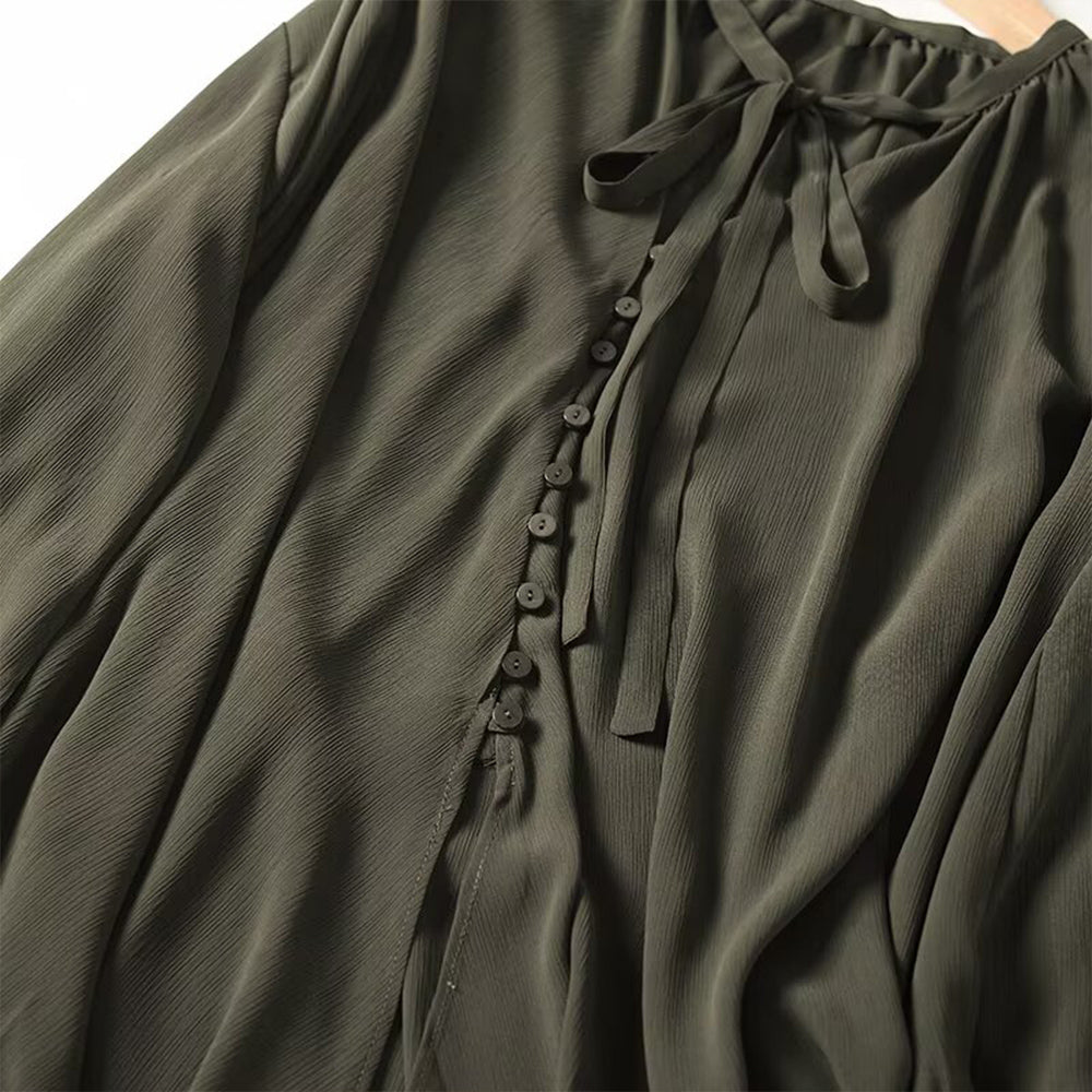 Women's new fashion bow ribbon decoration long sleeved shirt