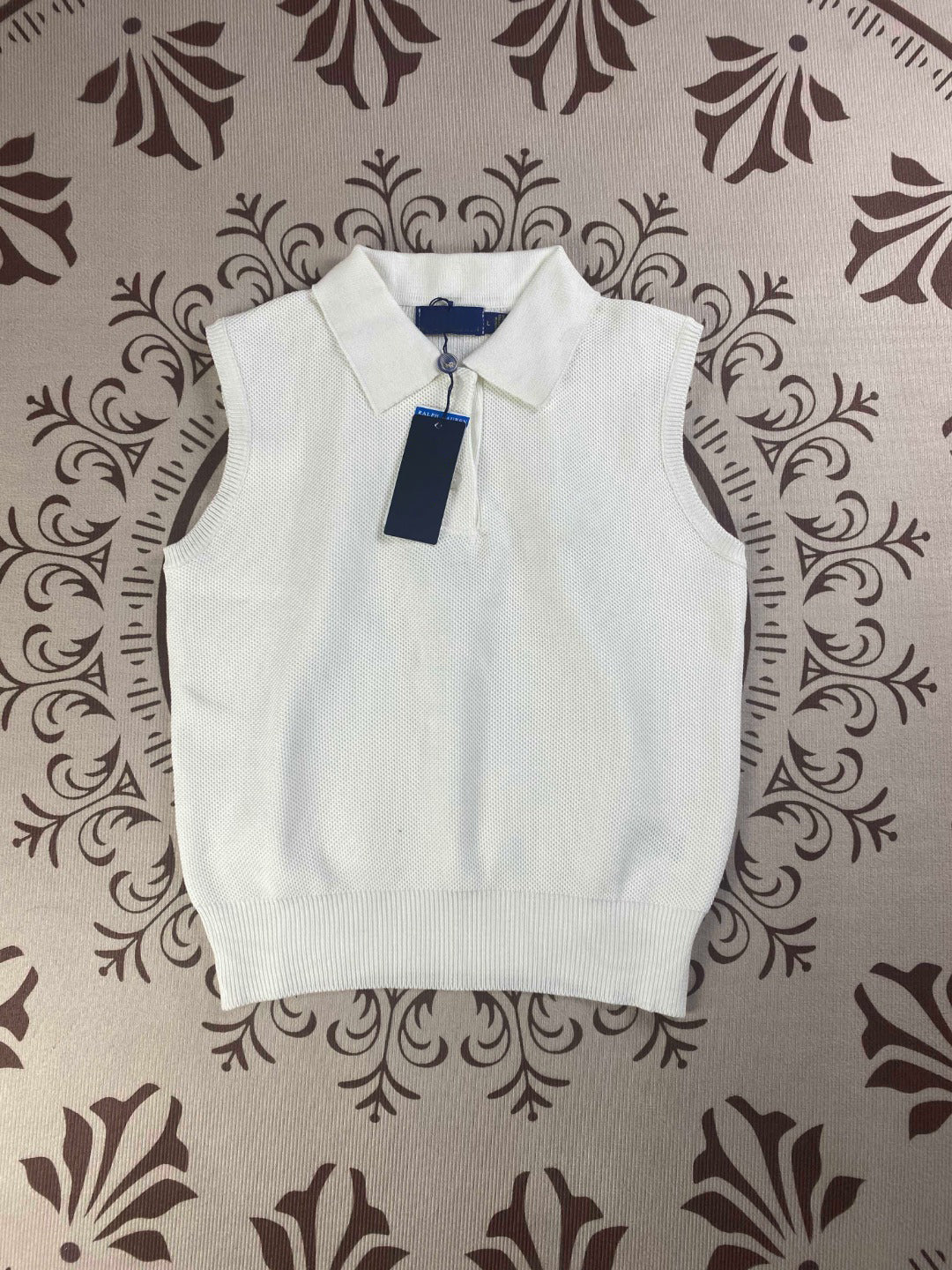 Women's New Fashion Casual Joker Nitrile Cotton Lapel Sleeveless Vest Sweater