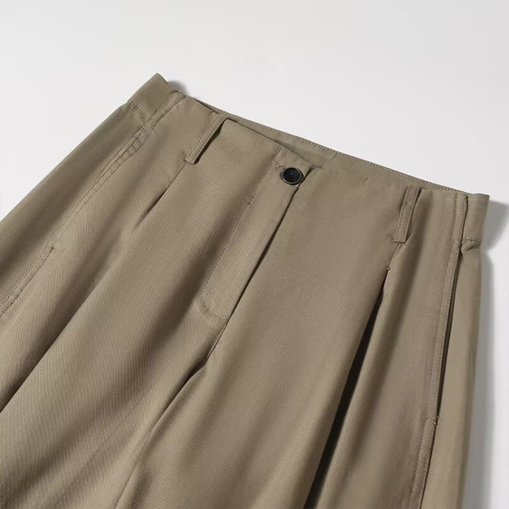 Women's new fashion loose pleated high waisted wide leg pants