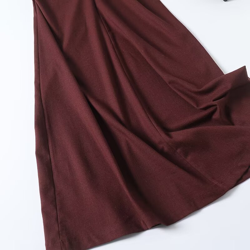 Women's new fashion pleated waist cinched O Neck short sleeved MIDI dress