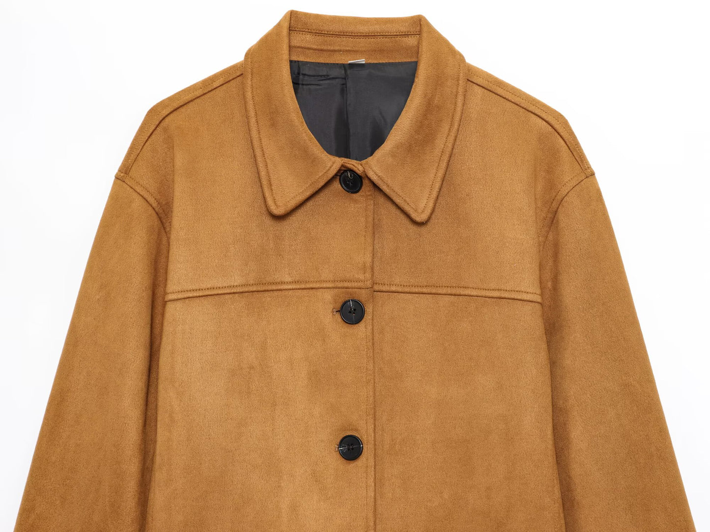 Women's new fashion loose long sleeved suede leather jacket Coat