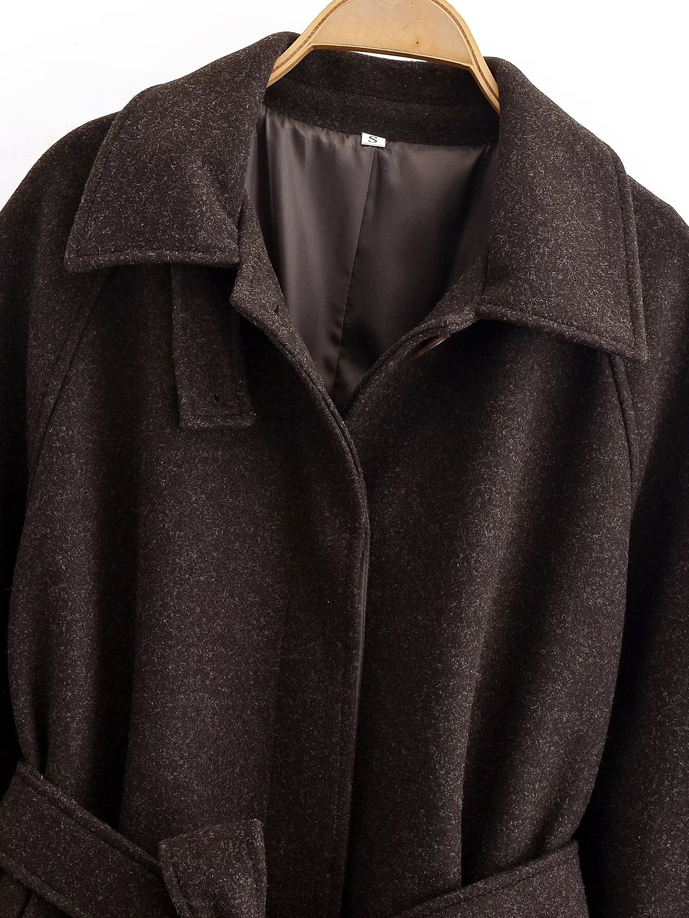 Women's with Belt loose warm Lapel woolen coat