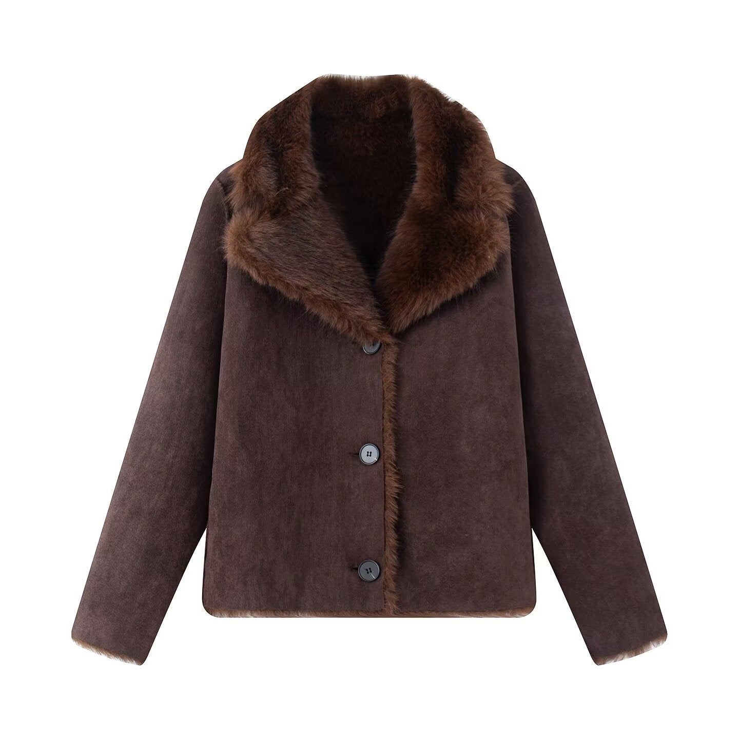 Women's Double-sided Artificial Fur Effect Jacket Coat