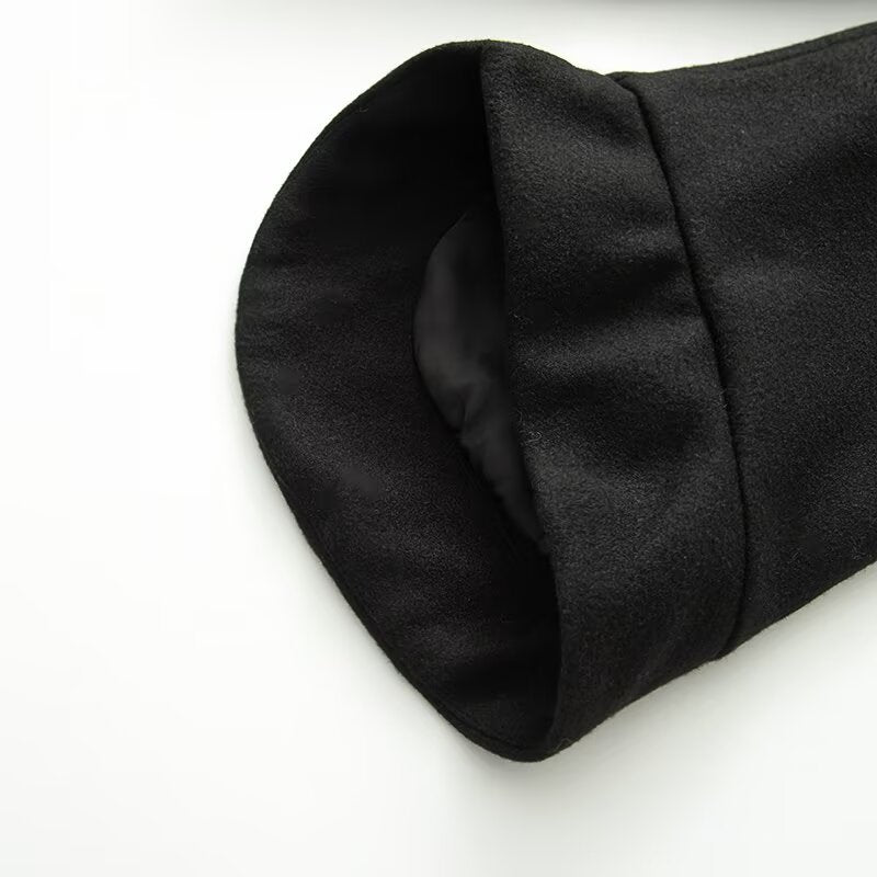 Women's standing collar double breasted batwing sleeve woolen coat