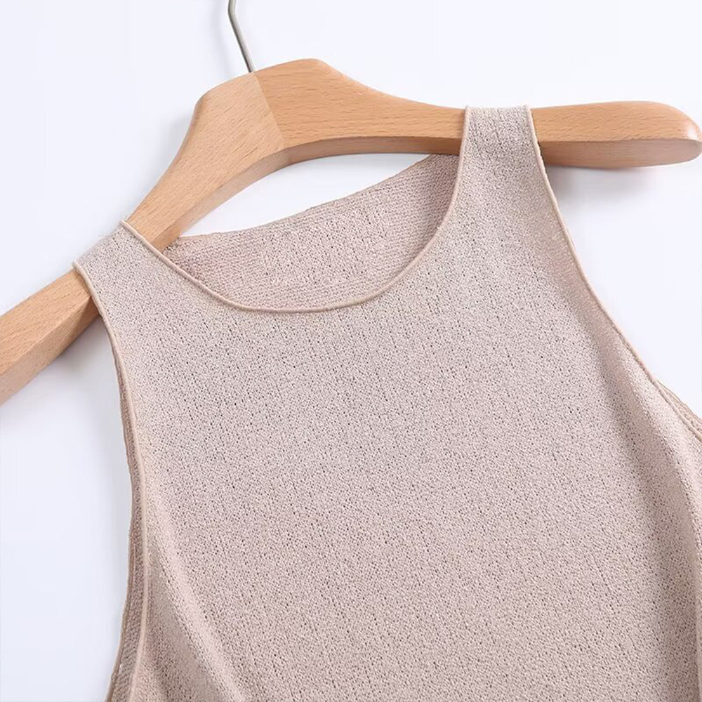 Women's 2025 Fashion O-Neck I-shaped Vest style Sleeveless Knitted T-shirt