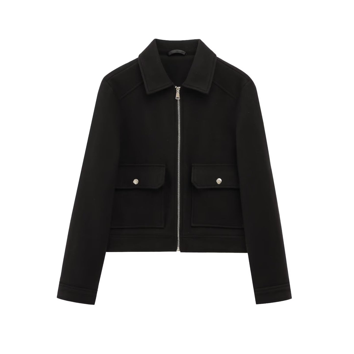 Women's soft textured lapel woolen jacket Coat