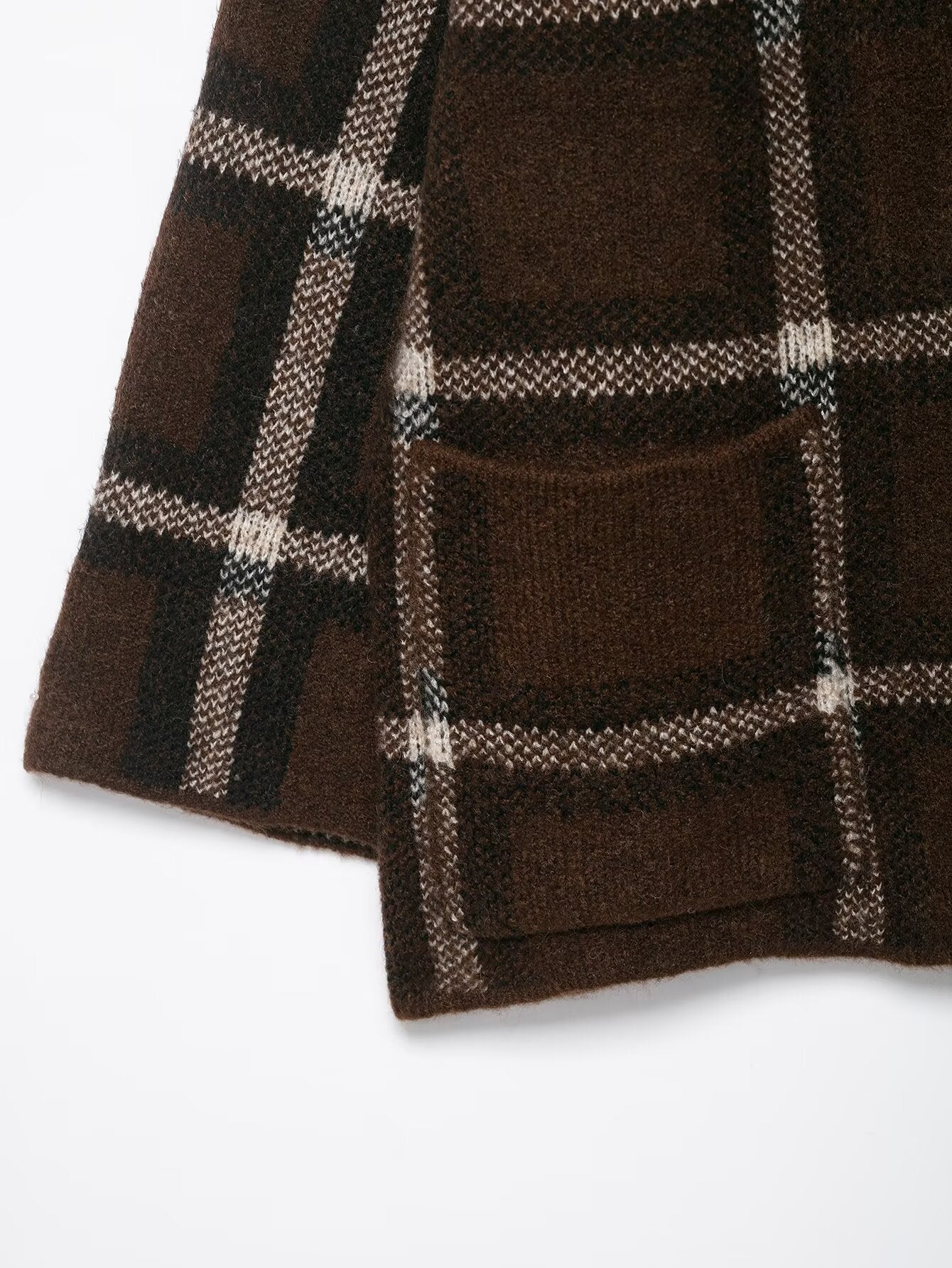 Women's new scarf decoration loose warm plaid knitted Coat