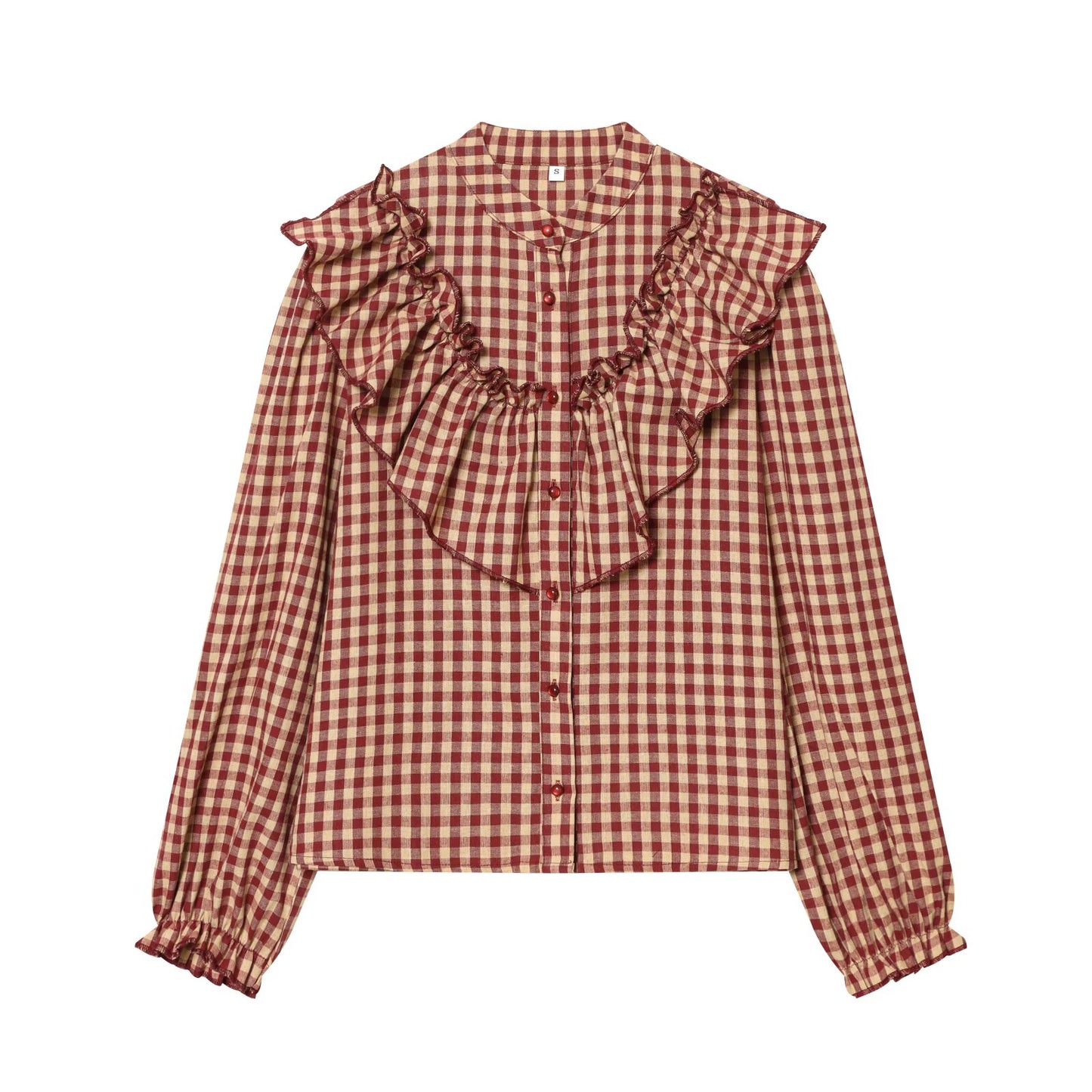 Women's layered decorative casual plaid shirt