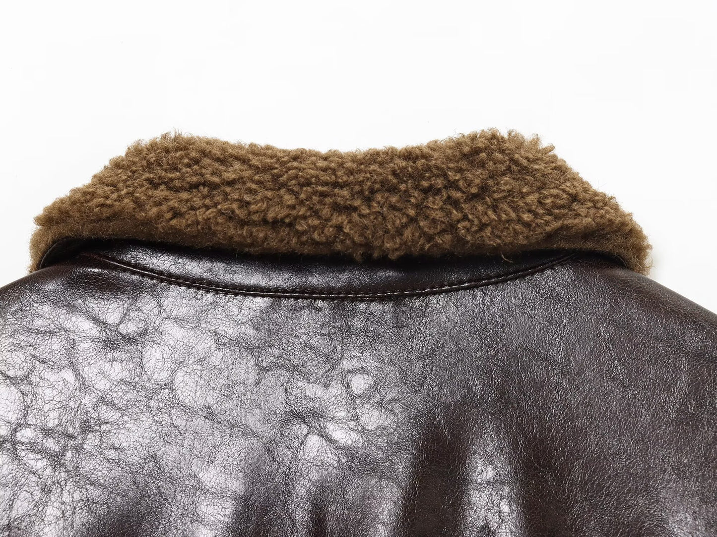 Women's with Belt Fur Faux Leather effect jacket Coat