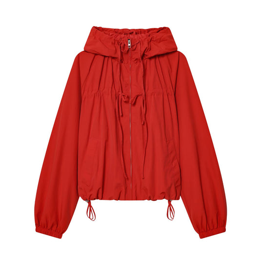 2026 Women's bow decoration nylon hooded Coat