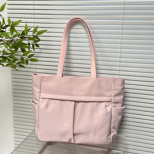 2026 women's new canvas shoulder bag retro texture solid color handbag