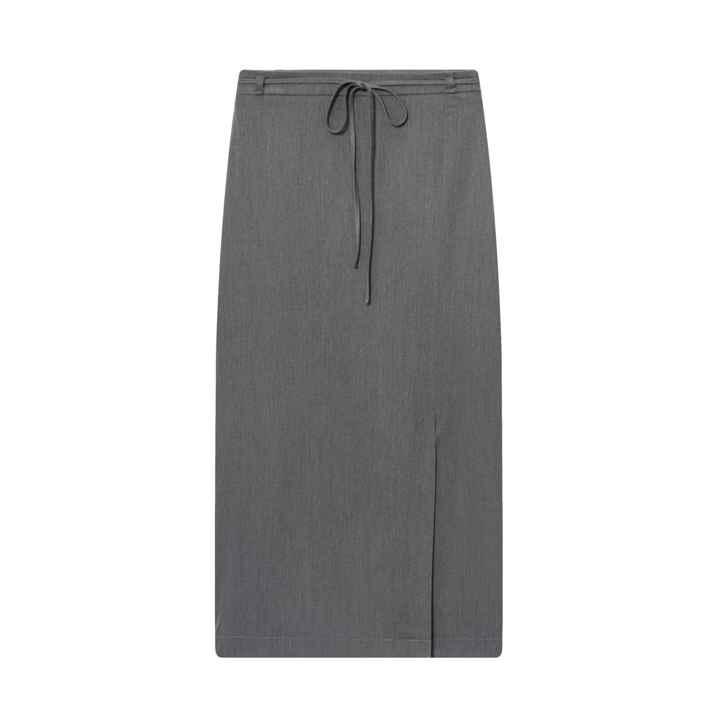 Women's New Fashion With Belt Casual Split Straight Midi Skirt